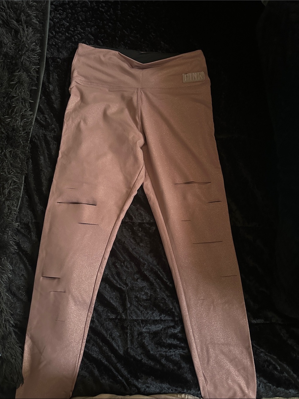 PINK Victoria's Secret Rose Metallic Active Leggings